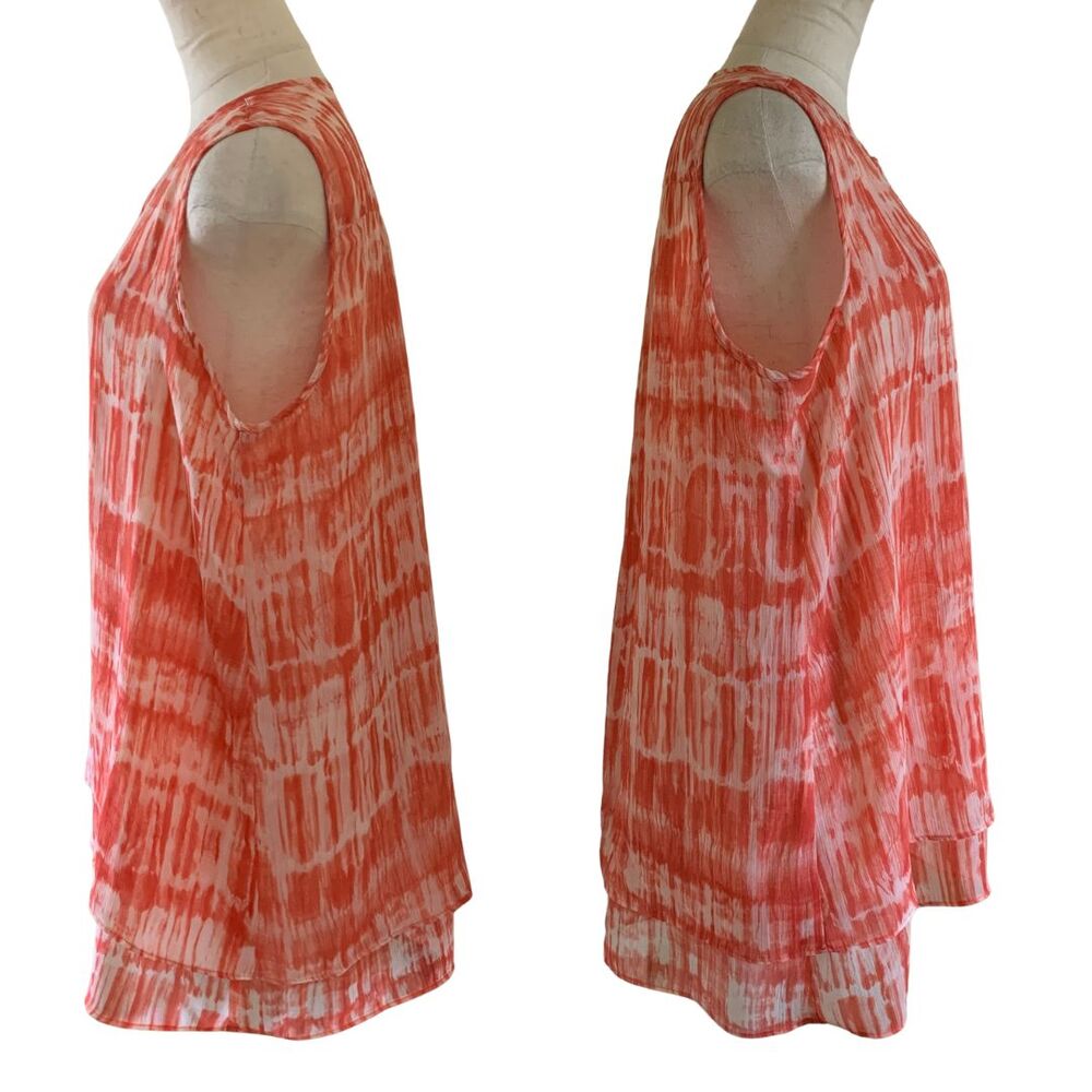 Christine B Tie-Dye Coral Sleeveless Top Women’s Size M Polyester Summer - Picture 5 of 8